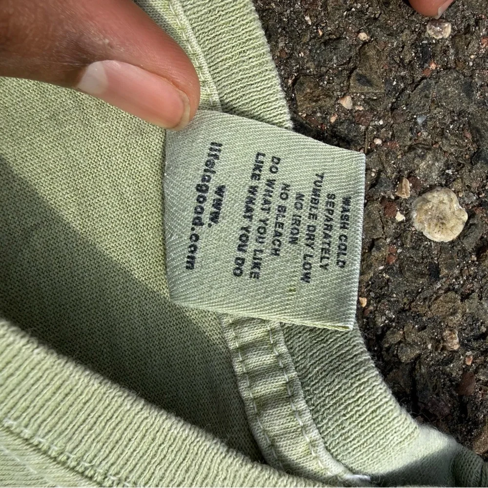 Life Is Good Light Sage Long Sleeve Tee with Small Navy Graphic - Picture 4 of 6